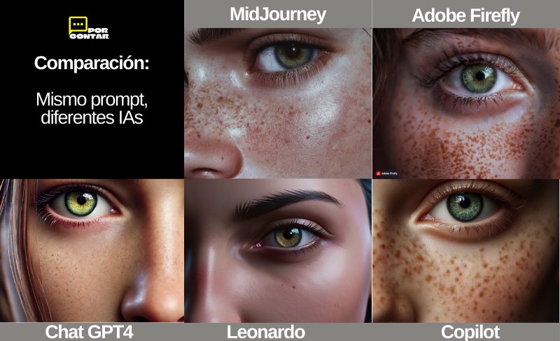 Comparación: Mismo prompt, diferentes IAs (MidJourney, Adobe Firefly, Leonardo, Chat GPT4, Copilot)